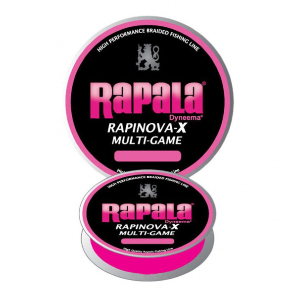 Леска плетеная Rapala Rapinova-X Multi Game (розовая 100м #0.18/6LB/0,06 мм RLX100M018PK)